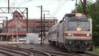 20160808 August 8 2016 SEPTA push pull AEM7 and Silverliner IV trains Lansdale PA [upl. by Nadnerb993]