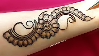 Very beautiful front hand mehndi design  easy karwa chauth mehndi design arabic mehndi  mehndi [upl. by Johnstone]