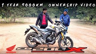 HONDA CB 200X OWNERSHIP VIDEO  1 YEAR 9000 KM  PROS amp CONS  MILEAGE amp SERVICE  CB 200X TOURING [upl. by Tailor]