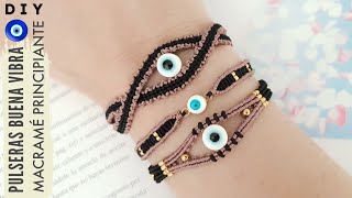 DIY PULSERAS BUENA VIBRA  COMO HACER PULSERAS FÁCIL Y RÁPIDO EN MACRAMÉ  FRIENDSHIP BRACELETS [upl. by Nareik]