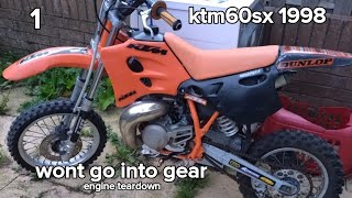 ktm60sx 1998 gearbox transmission bike engine teardown part 1 [upl. by Abbottson]