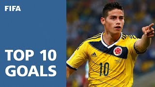 TOP 10 GOALS  2014 FIFA World Cup Brazil [upl. by Llebpmac337]