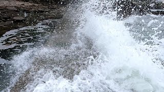 Rock fishing at Combe Martin storm Babet swell nearly got me Above Average Angler [upl. by Anaele]