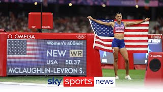 Sydney McLaughlinLevrone wins gold in the womens 400m hurdles with a world record time of 5037 [upl. by Eornom]