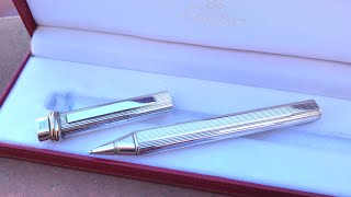 Flat Rollerball Pen CARTIER Massive Silver 925 Argent Trinity with Box [upl. by Billy]