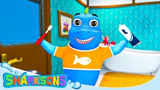 Brush Your Teeth Song  The Sharksons  Songs for Kids  Nursery Rhymes amp Kids Songs [upl. by Asoral599]