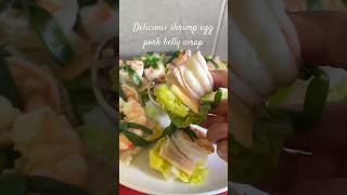 Best egg shrimp pork belly wrap with delicious deep sauce homemade food breakfast cooking [upl. by Eisnyl]