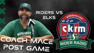 RIDER RADIO  Coach Corey Mace Post Game against Elks CFL Week 9 [upl. by Oirramed]