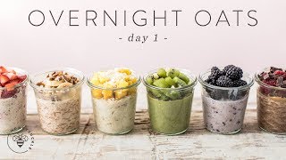 OVERNIGHT OATS 6 Ways  Easy Healthy RAINBOW Breakfasts 🐝 DAY 1  HONEYSUCKLE [upl. by Haven676]