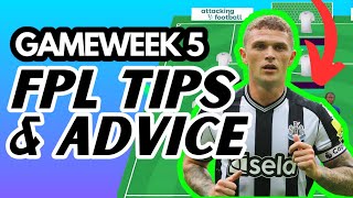 FPL GAMEWEEK 5 TIPS AND TEAM REVEAL  FANTASY PREMIER LEAGUE GW5 [upl. by Ahsier]