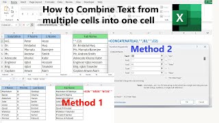 How to Combine Text Multiple Cells into single Cell in Excel  2Methods [upl. by Couq]