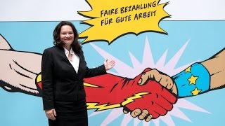 Andrea Nahles SPD  Neues Gesetz Das gilt nun für Leiharbeit und Werkverträge 062016 [upl. by Llatsyrc]