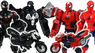 Spider Man Black Spider Man Transformers Protect Cars from crocodile spider  DuDuPopTOY [upl. by Ocisnarf]