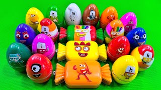 Rainbows Eggs 🌈 Hunting Numberblocks in Big Candy with Rainbow SLIME Colorful Satisfying ASMR [upl. by Peri]