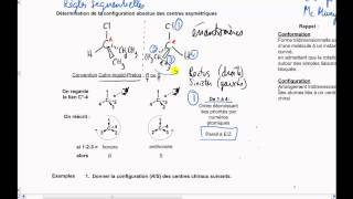 Vidéo 64 Chimie organique Stéréochimie  Configurations R et S [upl. by Erodisi]