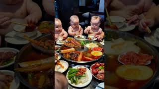 Spicy hotpot meal for twins [upl. by Iclek]