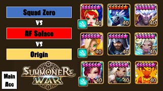 Siege Wars  Squad Zero v Origin v AF Solace  Summoners War [upl. by Celie773]