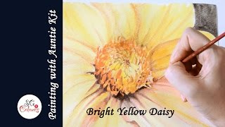 Bright Yellow Daisy  Watercolour effect with Derwent Inktense Blocks [upl. by Nosemaj378]