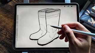 How to draw rubber boots  Easy Drawing Tutorial [upl. by Rutter254]