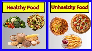 What are the Healthy and Unhealthy Food  Easy Learning to food names with pictures for kids [upl. by Ajnotal934]