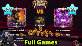 NFL x WACCI 8BP 999 VS ITz BILAL gaming 970 Level Challenge TRICKSHOT kiss shots 8 BALL POOL [upl. by Soluk]