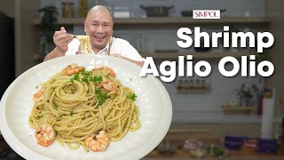 Shrimp Aglio Olio Recipe perfect for holiday season  Chef Tatung [upl. by Assirialc]