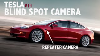 How to enable the new Tesla Blind Spot Camera Feature in Version 11  202144252 [upl. by Rennoc]