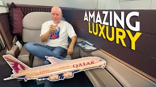 Is QATAR FIRST CLASS the most LUXURIOUS plane seat [upl. by Ardiedal]