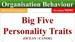 Big Five Personality Traits big five model of personality OCEAN big five personality test OB [upl. by Eilime]