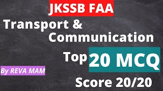 Transport amp Communication MCQ by Reva Mam  For JKSSB FAA ASPIRANTS  UPSC Preparation [upl. by Ardnos]