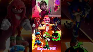 Knuckles Exe vs Amy Exe vs Sonic Tails Exe vs Paw Patrol Exe vs Sonic Exe vs Om Nom Exe  Tiles Hop [upl. by Dodi]