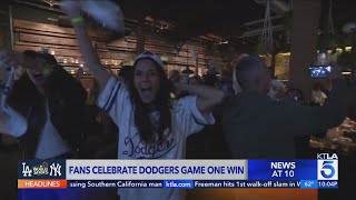 Fans celebrate Dodgers winning Game 1 of World Series [upl. by Markowitz]