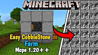 Easiest CobbleStone Farm in Minecraft Mcpe 120 McpeBedrock [upl. by Wichern356]