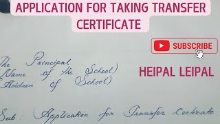 application for transfer certificateapplication for tc from school heipaleipal23 writing tc [upl. by Nanci]