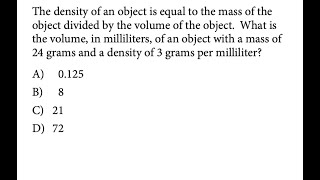 SAT Math  Word Problem solving for a density [upl. by Nosylla]