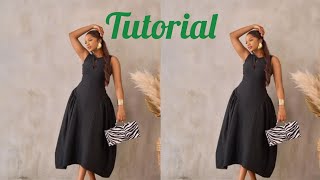 How to Cut and Sew a Trendy Keyhole Gown Side gathers [upl. by Aivull]