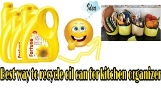 5 ways to recycle oil can  Diy kitchen organizer from waste plastic bottles [upl. by Nos]