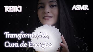 ASMR REIKI ☾ Limpeza Energética Cristais Luz Cromoterapia Chuva Relaxante Plucking [upl. by Nowtna]