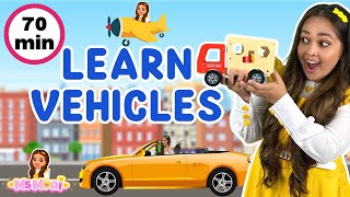 Learn Vehicles with Ms Moni  Car Bus Train Plane Rocket Boat  more  Toddler Learning Video [upl. by Antipus]