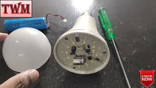 DOB RECHARGEABLE LED BULB REPAIR 9W ORMITGOLD LIION BATTERY NOT WORK TECHWITHMANISH1405 [upl. by Raquela]