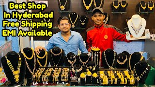 Gold jewellery at very low cost in Hyderabad Emi Available All India Free Shipping Vlogs [upl. by Kcirednek]