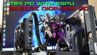 Custom Build SAZABI Mobile Suit Gundam Diorama PCAdd Desktop GPU Card to OLD Mini PC [upl. by Nail]