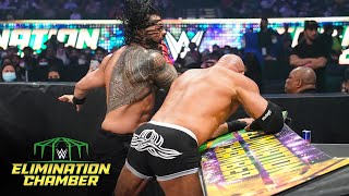 Goldberg shocks Reigns with devastating Spear WWE Elimination Chamber 2022 WWE Network Exclusive [upl. by Chill]