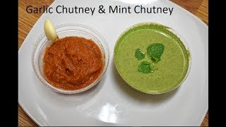 Mint Chutney and Garlic Chutney  Lahsun chutney and Pudina chutney  Restaurant style Chutney [upl. by Heng130]