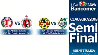 FECHAS y HORARIOS CONFIRMADOS para las SEMIFINALES de la LIGUILLA torneo CLAUSURA 2018 [upl. by Asyral]