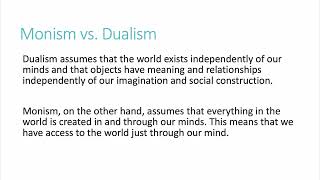 Monism vs Dualismus in social sciences [upl. by Tonye]