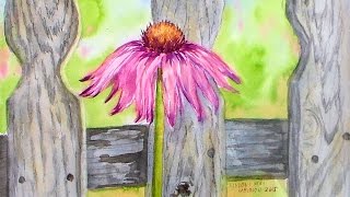 Echinacea in Watercolor RealTime Tutorial [upl. by Caughey913]