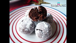 Gluten Free Chocolate Snowball Cookies  Lauras Gluten Free Kitchen [upl. by Katherin]