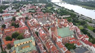 Warsaw City Poland  Old town skyscrapers and Vistula river  Drone aerial footage [upl. by Romina]