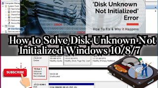 Hard Disk Unknown Not Initialised in Windows 10 Under Different Situations hdd harddiskrepair [upl. by Whiffen]